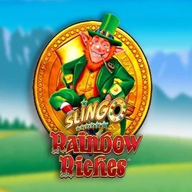 Slingo Rainbow Riches slot logo by Gaming Realms at Spinstein Casino